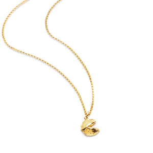 Mini Fortune Cookie Pendant - Gold